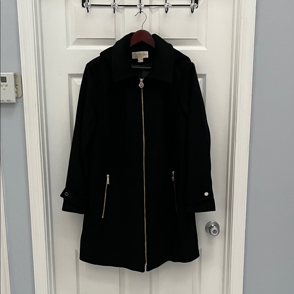 Michael Kors Black Winter Coat with Gold Zippers